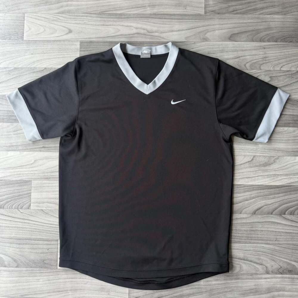 Vintage Nike Y2K V-Neck Athletic Shirt Black Mens XL